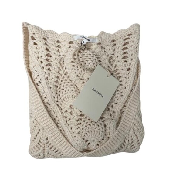 Tularosa Jones Sleeveless Beige Open Knit Cropped Top - Picture 4 of 4